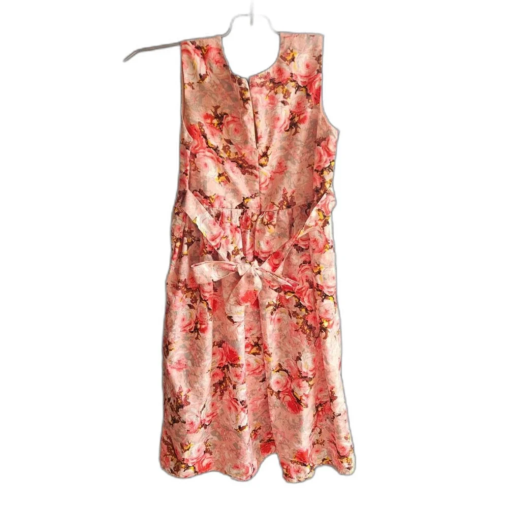 Lovely Pink Floral Sleeveless A-Line Dress - Girls/Junior Size